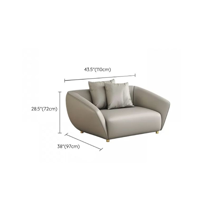 Glam Sloped Arm Sofa with Pillows Genuine Leather Sofa in Gray Clearhalo 'furn' 'furn_sectionals' 'Furniture' 'Living Room Furniture' 'Sectionals' 1200x1200_13254ad6-4f93-40e1-9b4c-3a95359884c9