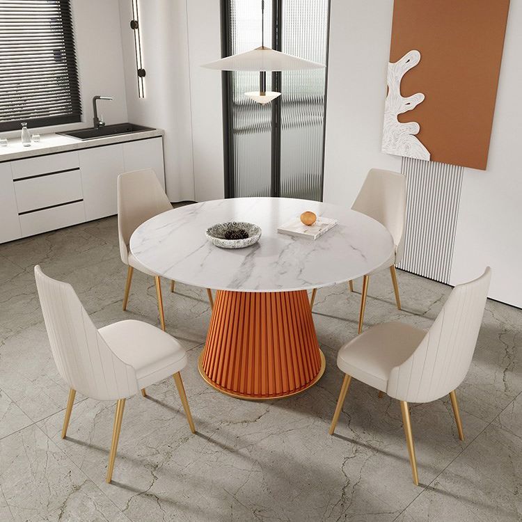 Traditional Luxury Dining Table Round Sintered Stone Table for Home Clearhalo 'Dining Tables & Seating' 'Dining Tables' 'dining_table' 'furn' 'furn_dining_table' 'Furniture' 'Kitchen & Dining Furniture' 1200x1200_1326dd4e-9900-4584-9dd4-63f509a61be5