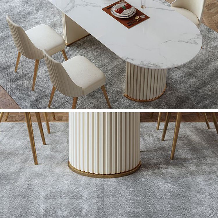 Metal Modern Oval Dining Table White Sintered Stone Top Table with Double Pedestal Clearhalo ' dining_table' 'Dining Tables & Seating' 'Dining Tables' 'furn' 'furn_dining_table' 'Furniture' 'furniture_dining_table' 'Kitchen & Dining Furniture' 'kitchen&dining_furn' 'kitchen' 'kitchen_dining_table' 1200x1200_1327dc46-c3d2-48ea-a89b-99035769d5fc