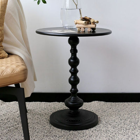 Round Metal Pedestal End Table Black/White Accent Side Table