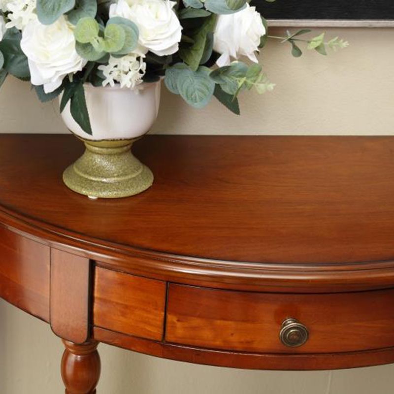 Storage Half Moon Console Table Wood Mid-Century Modern End Table