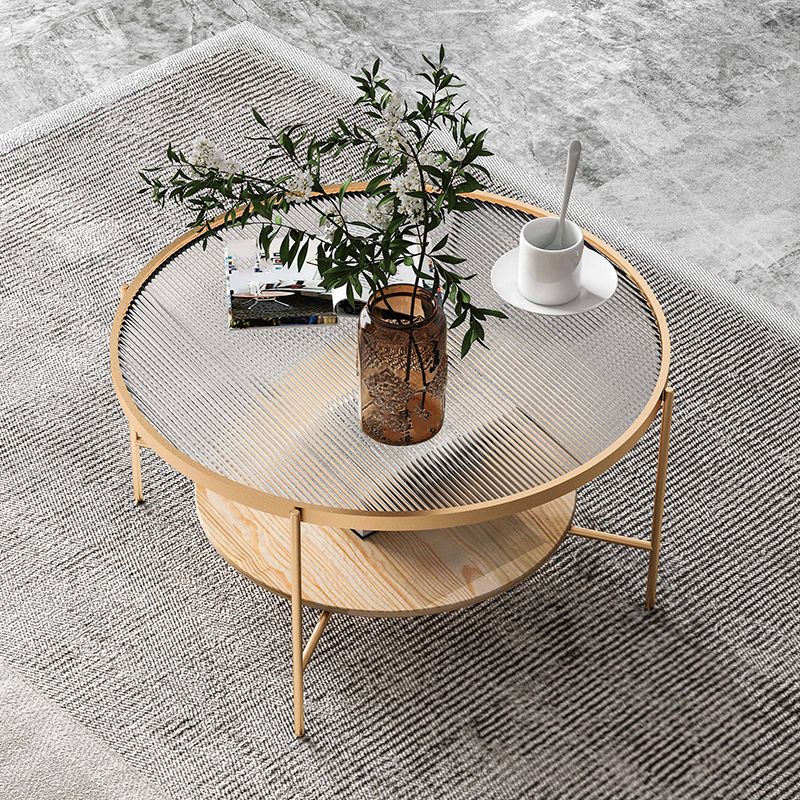 Gold/Black Metal 4 Legs 1 Coffee Table Modern Glass Top Table Clearhalo 'Coffee & Accent Tables' 'Coffee Tables' 'coffee_tables' 'furn' 'furn_coffee_tables' 'Furniture' 'furniture_coffee_tables' 'Living Room Furniture' 1200x1200_1329913e-578e-4189-aa9a-b038e7d20fbe