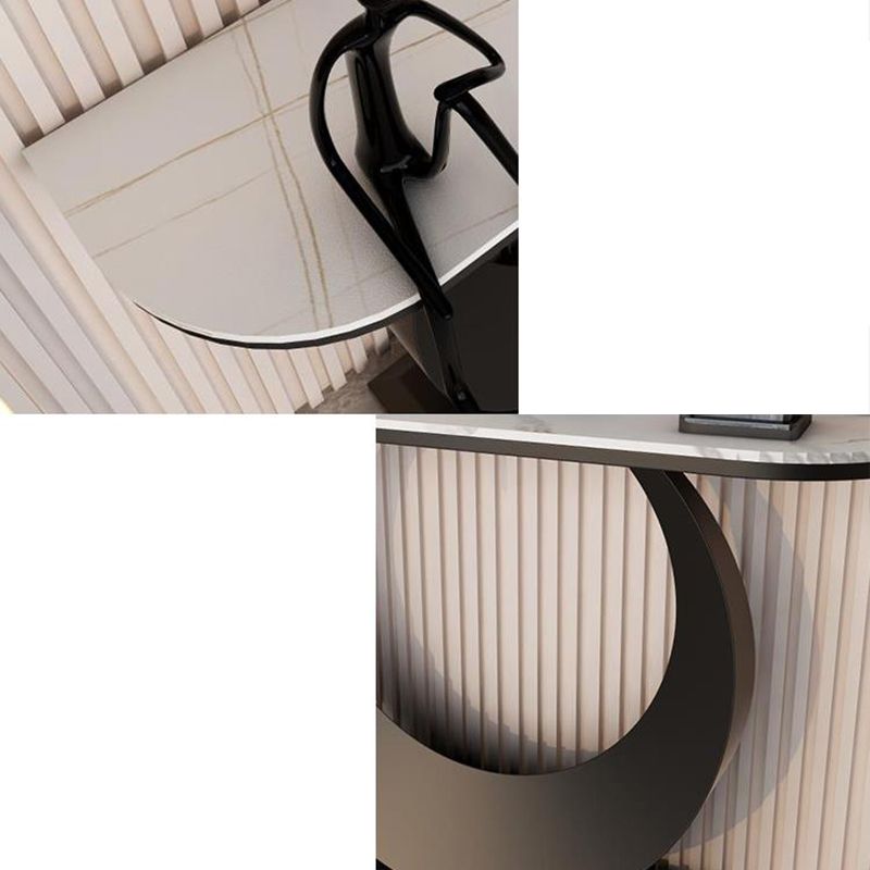 Modern Half Moon Console Table Antique Finish Console Sofa Table Clearhalo 'Console Tables' 'console_tables' 'Entry & Mudroom Furniture' 'furn' 'furn_console_tables' 'Furniture' 1200x1200_1329aac0-b021-4b95-ad4d-a273a6c2ff0a