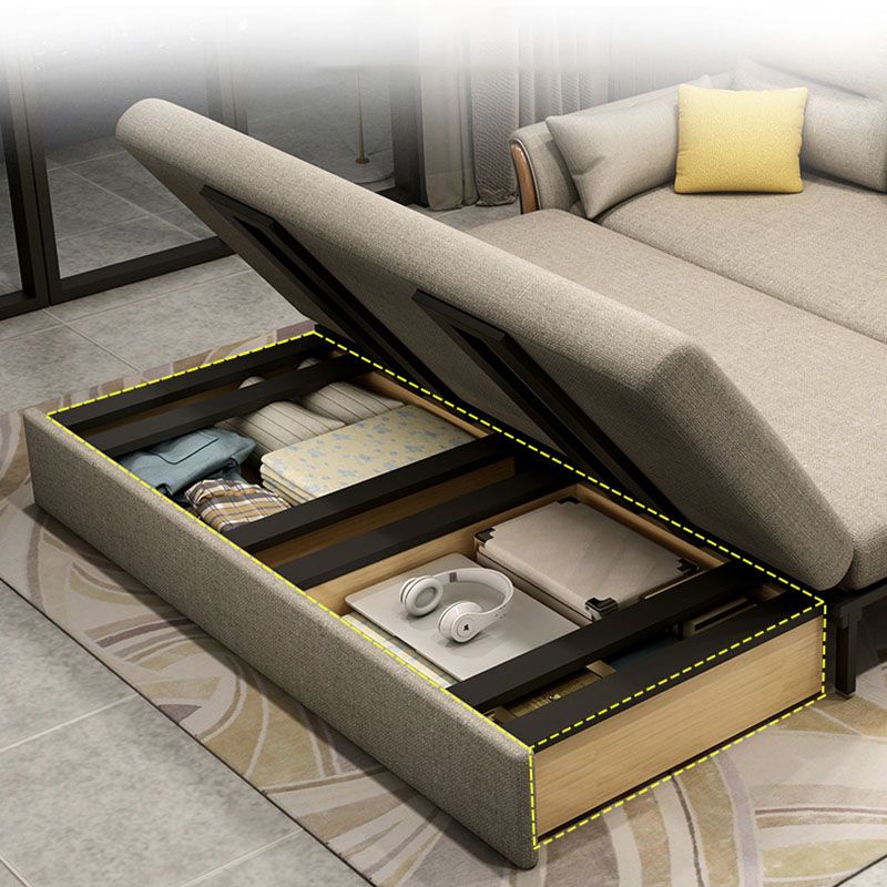 Convertible Contemporary Flared Arm Linen Sofa Bed with Storage in Brone Clearhalo 'furn' 'furn_sofas' 'Furniture' 'Living Room Furniture' 'Sofa' 'sofas' 1200x1200_132ad31d-2459-44d3-9268-5a526e9af265