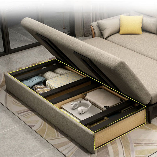Convertible Contemporary Flared Arm Linen Sofa Bed with Storage in Brone Clearhalo 'furn' 'furn_sofas' 'Furniture' 'Living Room Furniture' 'Sofa' 'sofas' 1200x1200_132ad31d-2459-44d3-9268-5a526e9af265