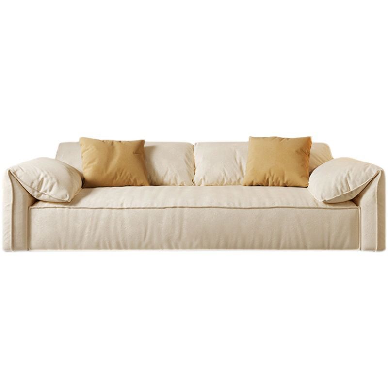Ivory Faux Leather Sofa Wear-resistant Sewn Pillow Back Sofa Clearhalo 'furn' 'furn_sofas' 'Furniture' 'Living Room Furniture' 'Sofa' 'sofas' 1200x1200_132ce808-1c27-40fd-98b1-0b89583ef7d2