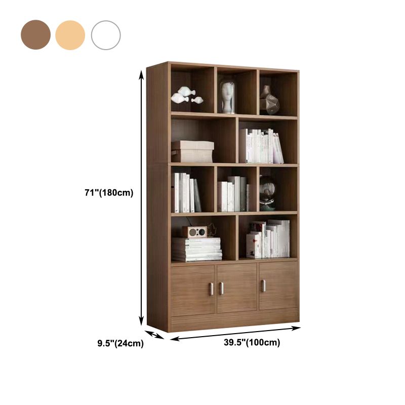 Modern Style Bookshelf Closed Back Wood Bookcase with Doors for Home Office