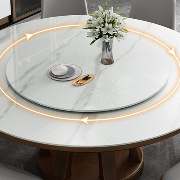 Sintered Stone Dining Table Round Dinner Table with Rubberwood Base for Dining Room Clearhalo 'Dining Tables & Seating' 'Dining Tables' 'dining_table' 'furn' 'furn_dining_table' 'Furniture' 'Kitchen & Dining Furniture' 1200x1200_132f33c5-c046-4dcb-bf15-94783fece39b