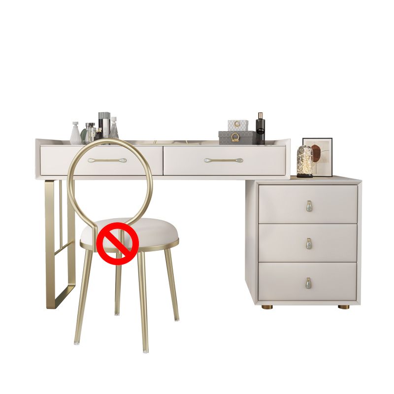 Luxurious Metal Vanity Set with Stool Stone Top Dressing Table