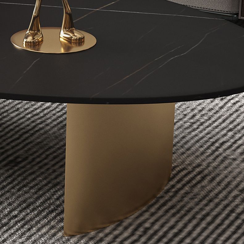 Glam Oval Stone Top Coffee Table with Steel Base Cocktail Table Clearhalo 'Coffee & Accent Tables' 'Coffee Tables' 'coffee_tables' 'furn' 'furn_coffee_tables' 'Furniture' 'Living Room Furniture' 1200x1200_1331a1d2-1659-4adb-952f-dcf79bf02648