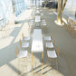 Glam Pub Height Dining Table White and Gold Counter Height Table Clearhalo 'Bar Furniture' 'Bar Tables' 'bar_tables' 'furn' 'furn_bar_tables' 'Furniture' 'Kitchen & Dining Furniture' 1200x1200_1331fab5-8b95-43b2-a697-14098aa40e80