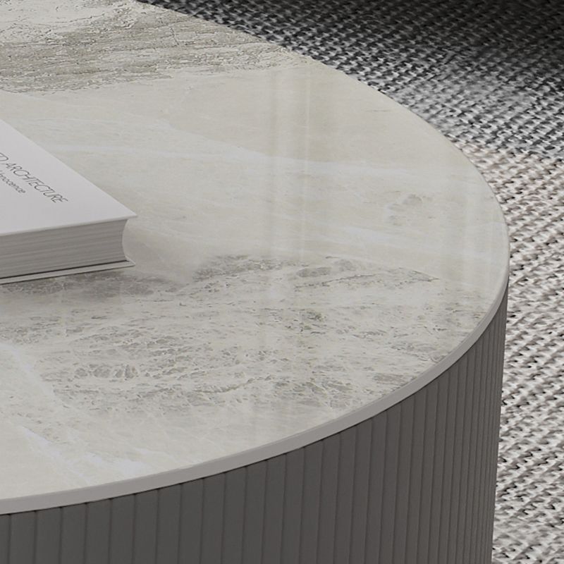 Contemporary Cocktail Table Round Glass / Slate Coffee Table with Drawers Clearhalo 'Coffee & Accent Tables' 'Coffee Tables' 'coffee_tables' 'furn' 'furn_coffee_tables' 'Furniture' 'Living Room Furniture' 1200x1200_13360e5a-1c1d-4df7-a539-7077589dc50d