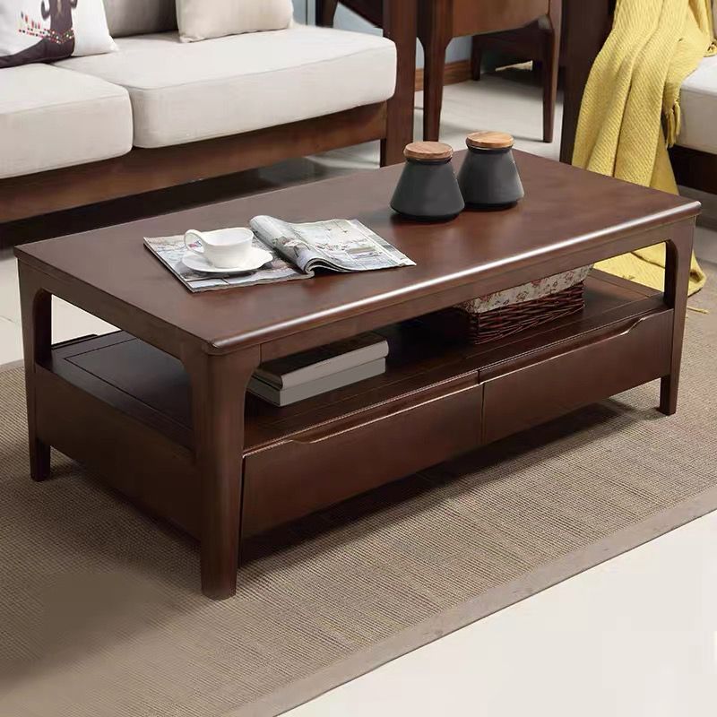 引き出し付き長方形の4脚のベースソリッドウッドテーブル北欧スタイルのコーヒーテーブル