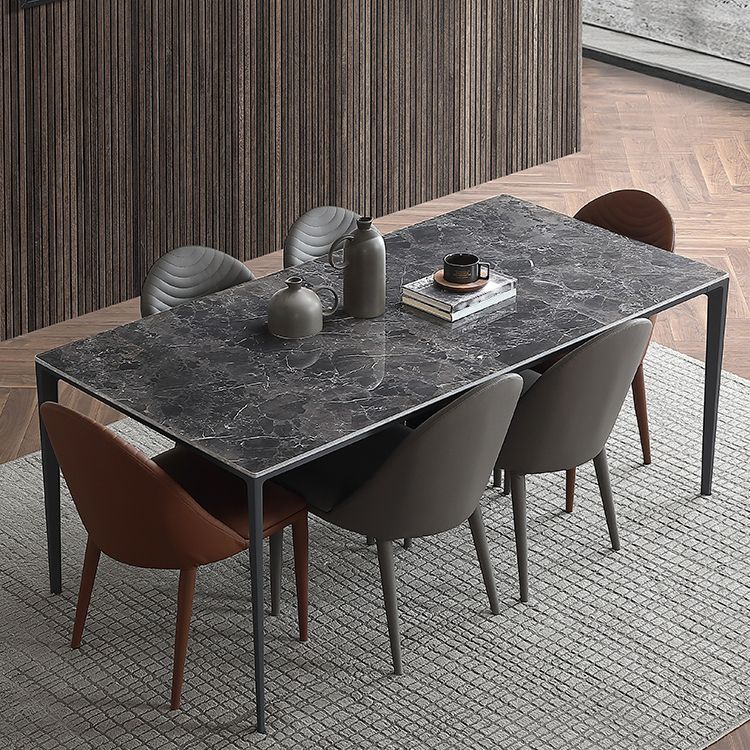 Simple Style Sintered Stone Table 4 Legs Aluminum Base Rectangle Table for Home Clearhalo ' dining_table' 'Dining Tables & Seating' 'Dining Tables' 'Furniture' 'furniture_dining_table' 'Kitchen & Dining Furniture' 'kitchen&dining_furn' 'kitchen' 'kitchen_dining_table' 1200x1200_1337ed3d-153f-4b6e-be21-8bd998ba4443