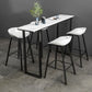 Industrial Indoor Rectangle Counter Wine Table Stone and Metal Bar/Dinette Table