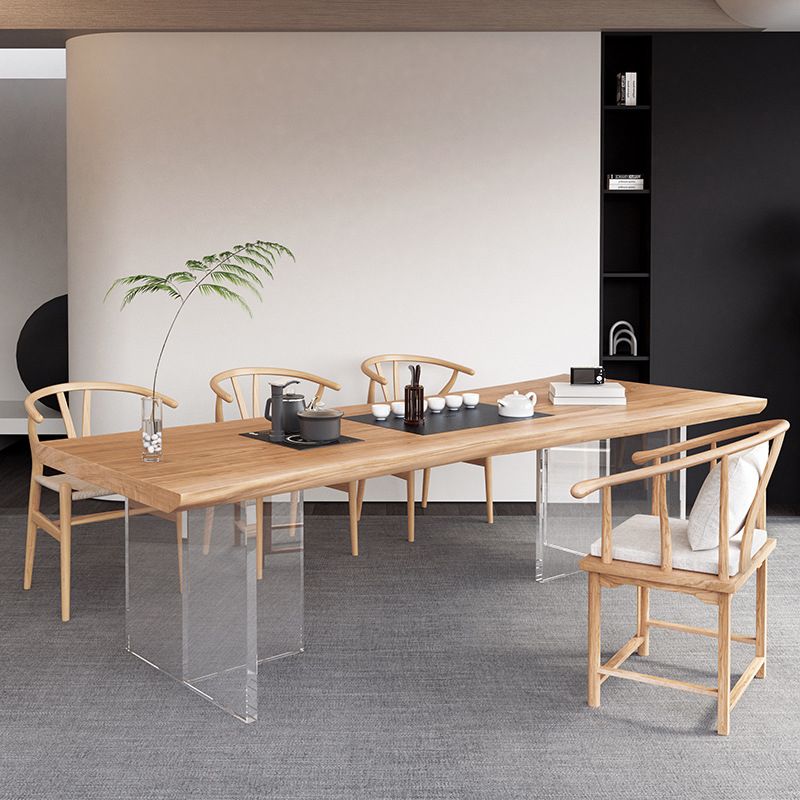 Escritorio de oficina moderno de 30 "H escritorio de oficina acrílico de madera maciza natural