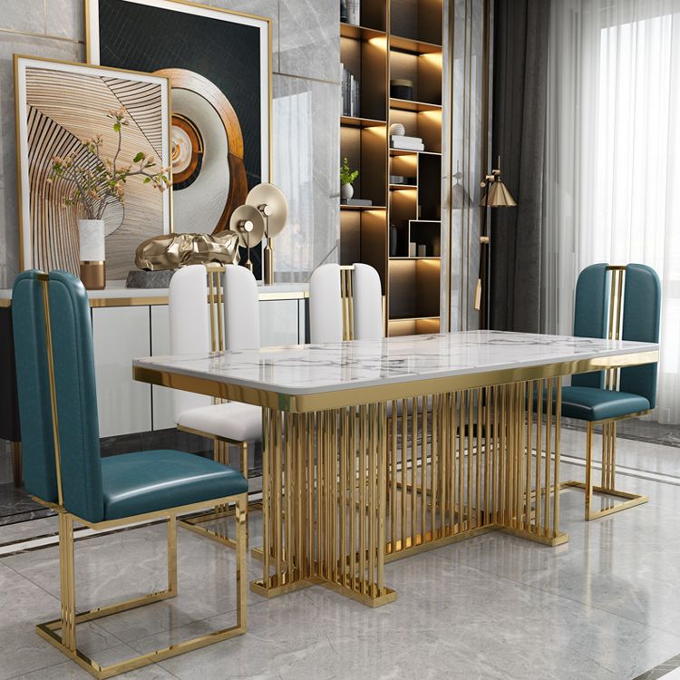 Tavolo da rettangolo di lusso tradizionale tradizionale tavolo da pietra con base piedistallina