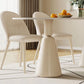 Modern White Top Dining Table for Small Space Linen White Finish Steel Base