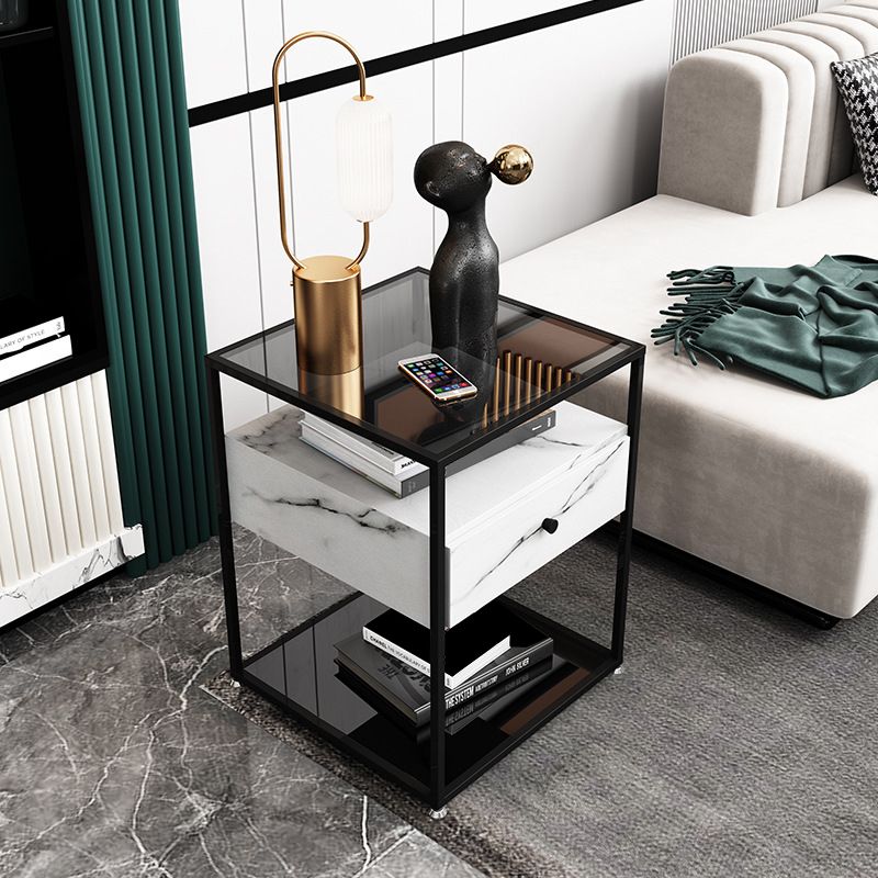 Top in vetro Modern Modern Metal 22 '' alto tavolo da notte aperto 1-drower