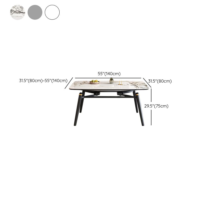 Tavolo da pranzo moderno allungabile in pietra con base in legno per sala da pranzo