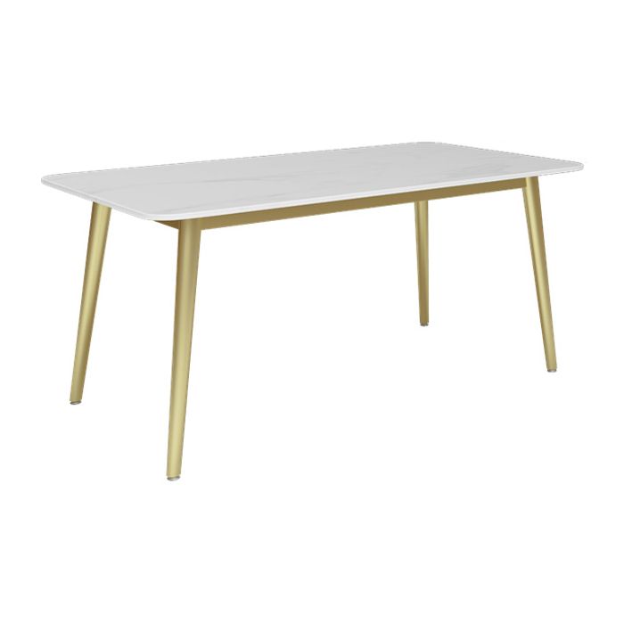 Traditional Luxury Dining Table White Sintered Stone Table with Gold Frame Clearhalo 'Dining Tables & Seating' 'Dining Tables' 'dining_table' 'furn' 'furn_dining_table' 'Furniture' 'furniture_dining_table' 'Kitchen & Dining Furniture' 'kitchen' 'kitchen_dining_table' 1200x1200_13451c3b-47bf-4bf3-aa47-b43e84afd965