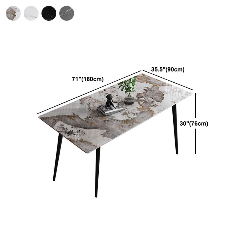 Stone Top Table 4 Legs Rectangle Dining Table for Home Kitchen Dinner Clearhalo 'Dining Tables & Seating' 'Dining Tables' 'dining_table' 'furn' 'furn_dining_table' 'Furniture' 'Kitchen & Dining Furniture' 1200x1200_1345b641-bc87-484b-bd80-4751e0ad1148