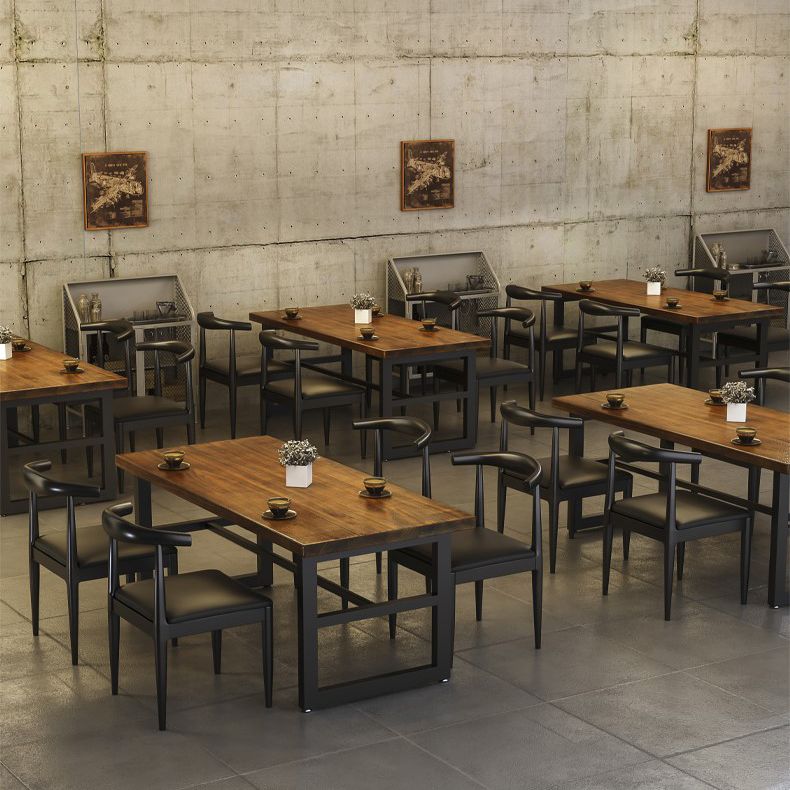 Industrial Solid Wood Dining Table Trestle Base Dining Site Table for Home Clearhalo ' dining_table' 'Dining Tables & Seating' 'Dining Tables' 'furn' 'furn_dining_table' 'Furniture' 'furniture_dining_table' 'Kitchen & Dining Furniture' 'kitchen&dining_furn' 'kitchen' 'kitchen_dining_table' 1200x1200_1347a92d-277b-41c9-80f3-4c95e2c24a7e