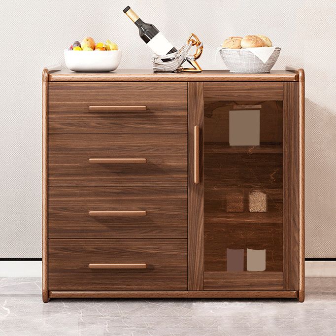 Moderne Sideboard Holzglas Türen Seitenbrett mit Schubladen und Schränken