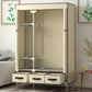 Contemporary Style Wardrobe Armoire Steel Frame Wardrobe Cabinet with Drawers
