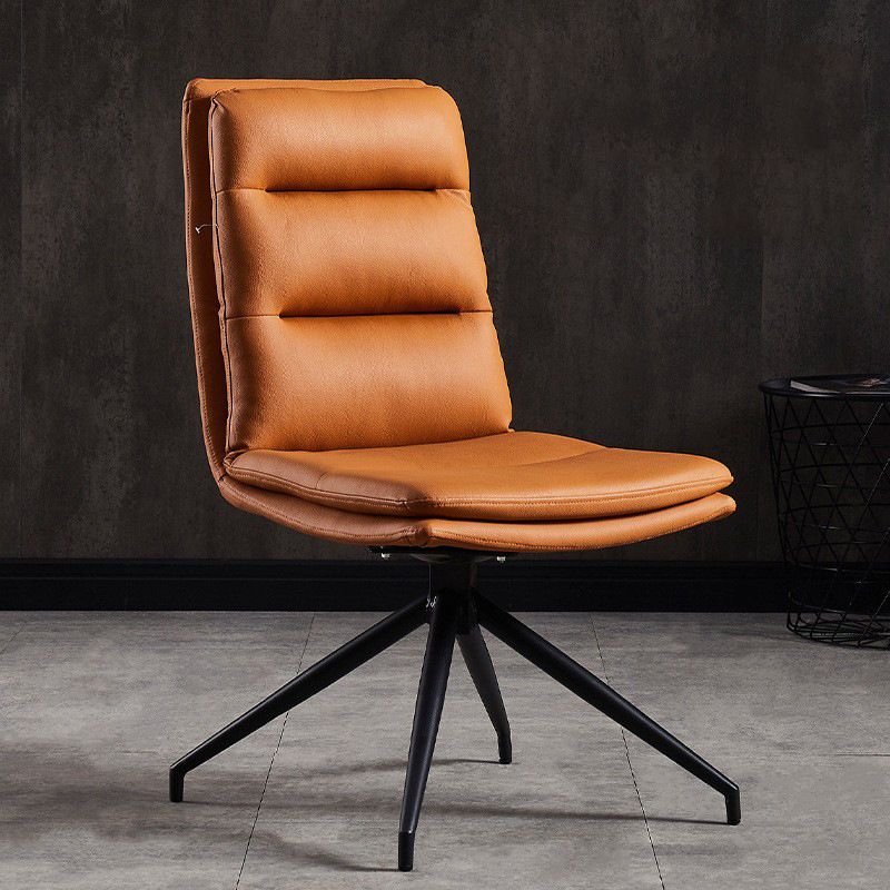 Contemporary Dining Room Side Chairs Matte Finish Leather Parsons Armless Chair Clearhalo 'Dining Chairs' 'Dining Tables & Seating' 'dining_chair' 'furn' 'furn_dining_chair' 'Furniture' 'Kitchen & Dining Furniture' 1200x1200_134a5877-a147-4224-8186-774d5bce0514