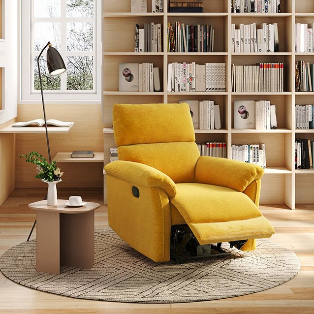Modern Manual-Handle Recliner Chair Solid Color Standard Recliner with Footrest