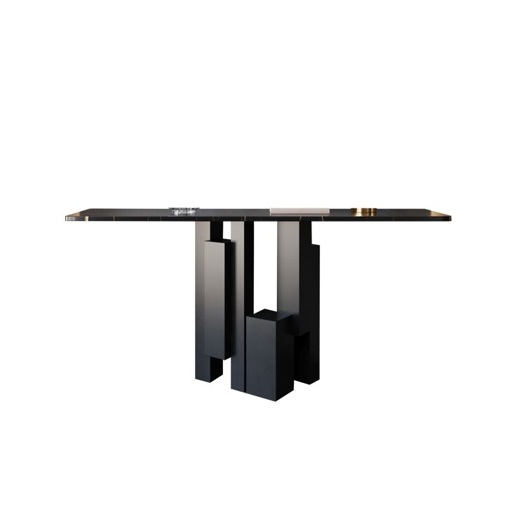 Contemporary Stone Console Table Black Console Sofa Table for Hall