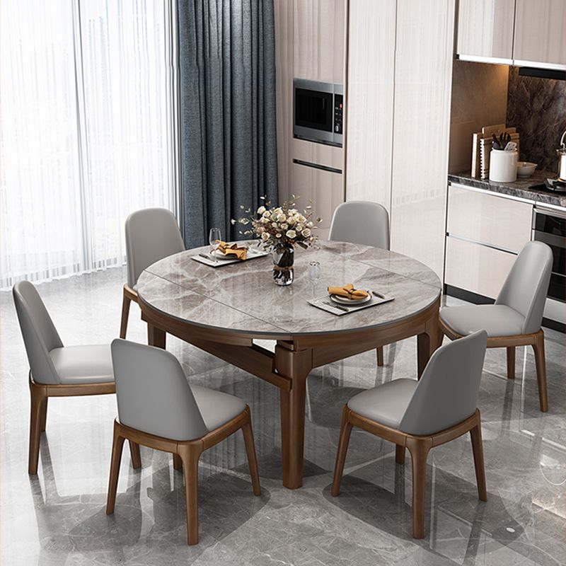 Sintered Stone Dining Table Round Dinner Table with Rubberwood Frame for Dining Room