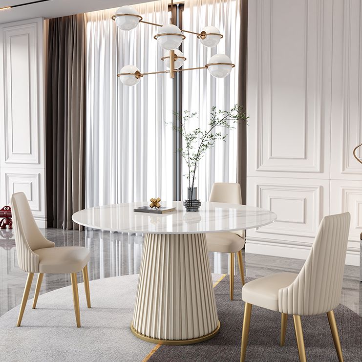Round Traditional Luxury Dining Room Table White Sintered Stone Table with White Pedestal Base Clearhalo ' dining_table' 'Dining Tables & Seating' 'Dining Tables' 'furn' 'furn_dining_table' 'Furniture' 'furniture_dining_table' 'Kitchen & Dining Furniture' 'kitchen&dining_furn' 'kitchen' 'kitchen_dining_table' 1200x1200_134d0d96-6e15-4d4b-879a-dce33c271e24
