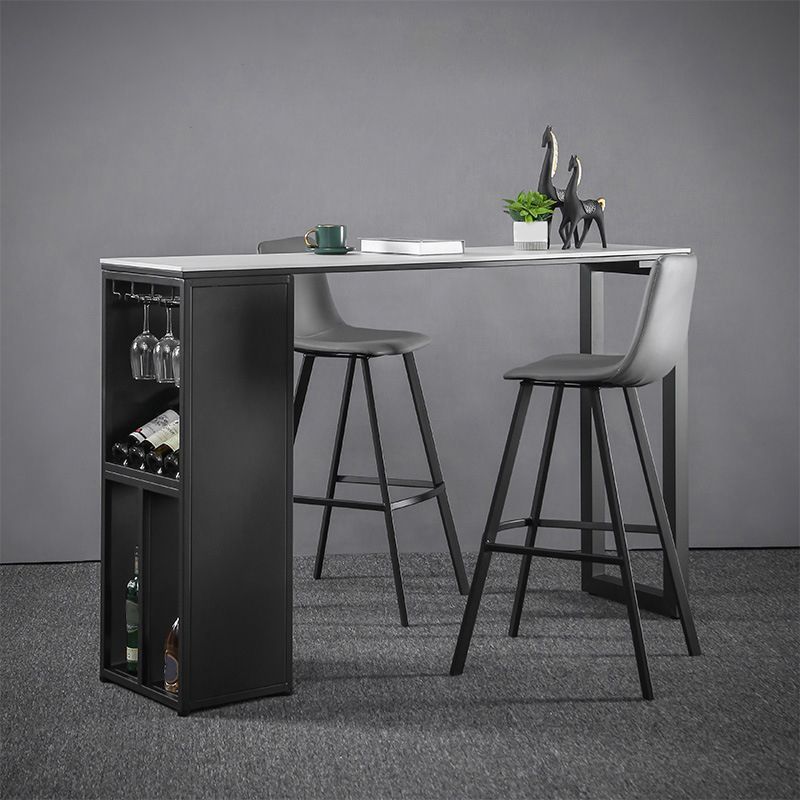 Modern Rectangle Bar Table Set 1/3 Pcs Stone Top Bar Table and Upholstered Stools Clearhalo 'Bar Furniture' 'furn' 'furn_home_bar_bar_sets' 'Furniture' 'Home Bars & Bar Sets' 'home_bar_bar_sets' 'Kitchen & Dining Furniture' 1200x1200_134d651f-472f-4d47-a720-2f37a5854e23