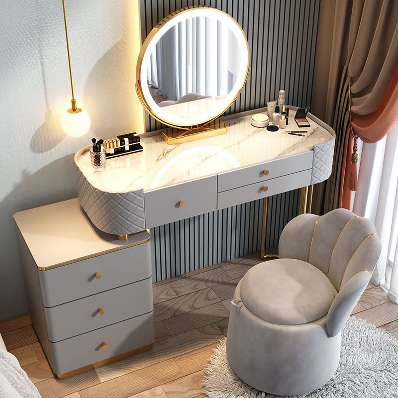 Glam Glass Makeup Vanity Desk Bedroom Vanity Dressing Table with Drawer Clearhalo 'Bedroom Furniture' 'furn' 'furn_makeup_vanities' 'Furniture' 'Makeup Vanities' 'makeup_vanities' 1200x1200_134d7860-f4b4-405f-a4eb-7fa435192acd