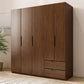 Armoire de garde-robe en bois massif armoire de rangement brun contemporain