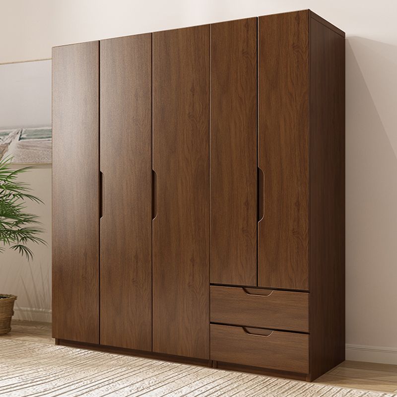 Armoire de garde-robe en bois massif armoire de rangement brun contemporain