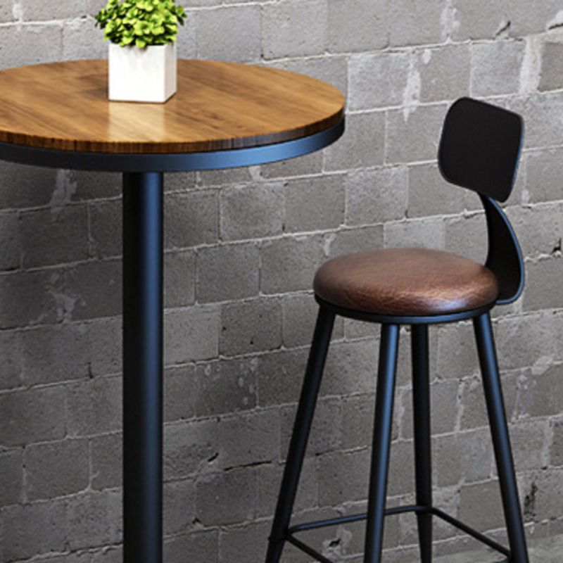 Industrial Leather Bar and Counter Stool Footrest Low Back Counter Stool for Bar