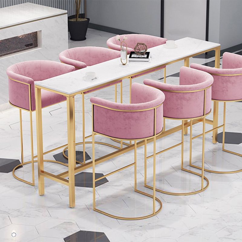 Glam Rectangle Bar Counter Table Faux Marble Bar Counter Table with Metal Legs Clearhalo 'Bar Furniture' 'Bar Tables' 'bar_tables' 'furn' 'furn_bar_tables' 'Furniture' 'Kitchen & Dining Furniture' 1200x1200_1352607f-824a-4d8c-9974-55993e2de732