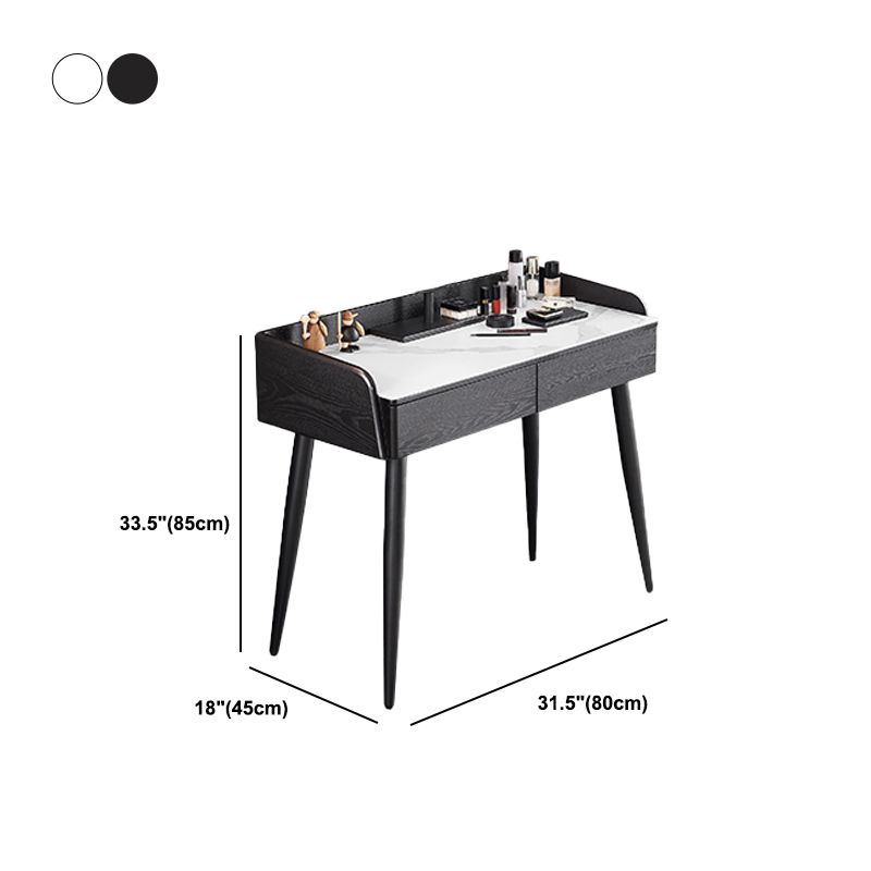 現代の石の虚栄心、スツール、黒/白の2つの貯蔵引き出し
