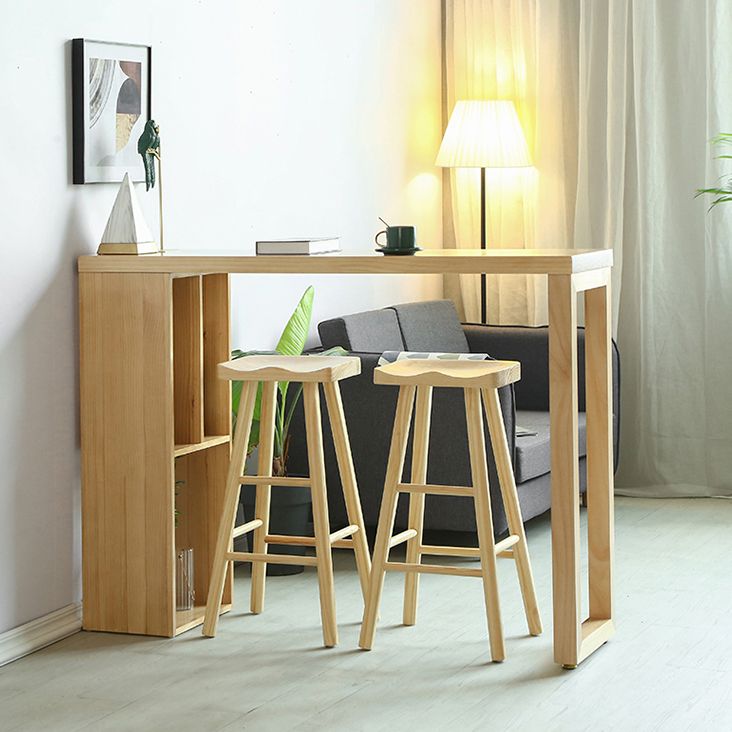 Double Pedestal Bar Table Set 2/3 Pcs Solid Wood Bar Table and Backless Stools Clearhalo 'Bar Furniture' 'furn' 'furn_home_bar_bar_sets' 'Furniture' 'Home Bars & Bar Sets' 'home_bar_bar_sets' 'Kitchen & Dining Furniture' 1200x1200_135909e5-292d-48a9-88fa-4e43f017601d