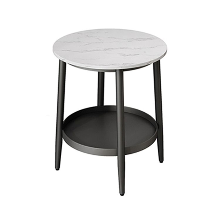 4 Legs Round Side Table Modern  Slate Sofa Corner Table with Storage