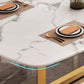 Rectangle Trestle Base Dining Table Glam Style Stone Kitchen Desk Clearhalo 'Dining Tables & Seating' 'Dining Tables' 'dining_table' 'furn' 'furn_dining_table' 'Furniture' 'Kitchen & Dining Furniture' 1200x1200_135ba2ca-2638-4956-b771-2ad0b73588d5