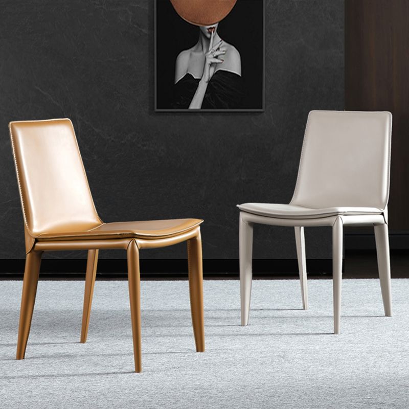 Modern Leather Armless Dining Chair Metal Dining Chairs for Restaurant Use Clearhalo ' kitchen&dining_furn' 'Dining Chairs' 'Dining Tables & Seating' 'dining_chair' 'furn' 'furn_dining_chair' 'Furniture' 'furniture_dining_chair' 'Kitchen & Dining Furniture' 'kitchen' 1200x1200_135c3b03-716c-4ddb-a9c9-06de75f5f7a1