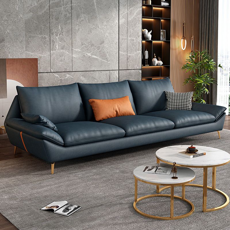 Contemporary 3-seater 33.46" H Faux Leather Pillow Top Arm Sofa