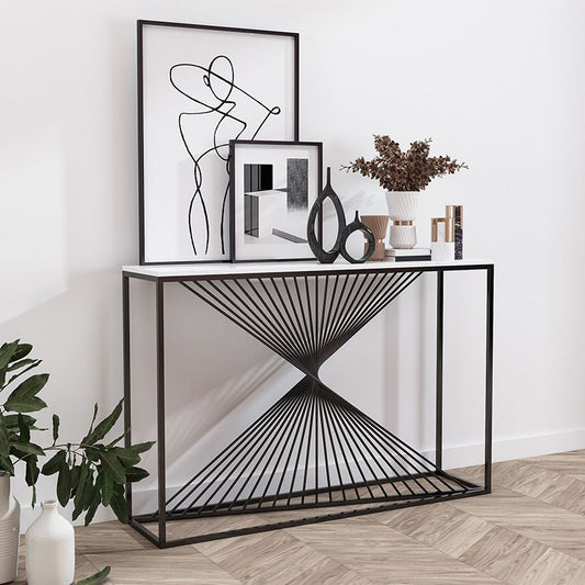 Marble Modern Console Table 11.81-inch Wide Rectangle Accent Table Clearhalo 'Console Tables' 'console_tables' 'Entry & Mudroom Furniture' 'furn' 'furn_console_tables' 'Furniture' 1200x1200_135d24cb-ea36-4c3a-8181-8ca96973e686