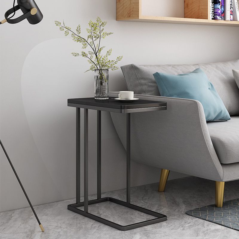 Mesa lateral C de mediados de siglo C pizarra/mesa de extremo rectangular de metal superior