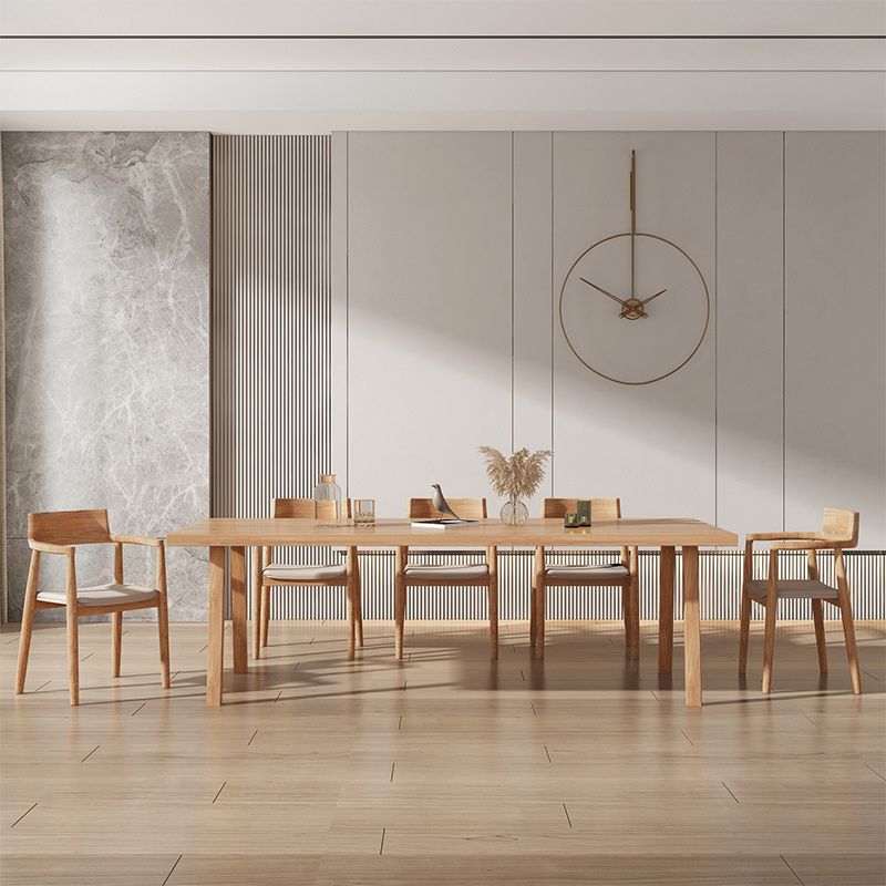 Mesa de comedor de madera de pino Tope rectángulo de madera sólida con 4 patas