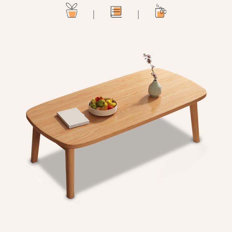 Modern Solid Wood Rectangular Coffee Table 4 Legs Folding Cocktail Table